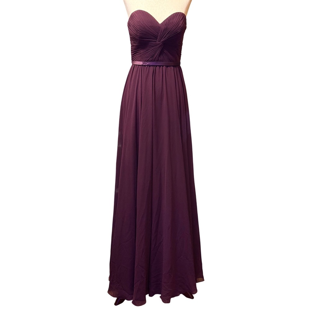 Size 6 Cinderella Divine Strapless Empire Waist Plum Lace Up Back Floor Length‎